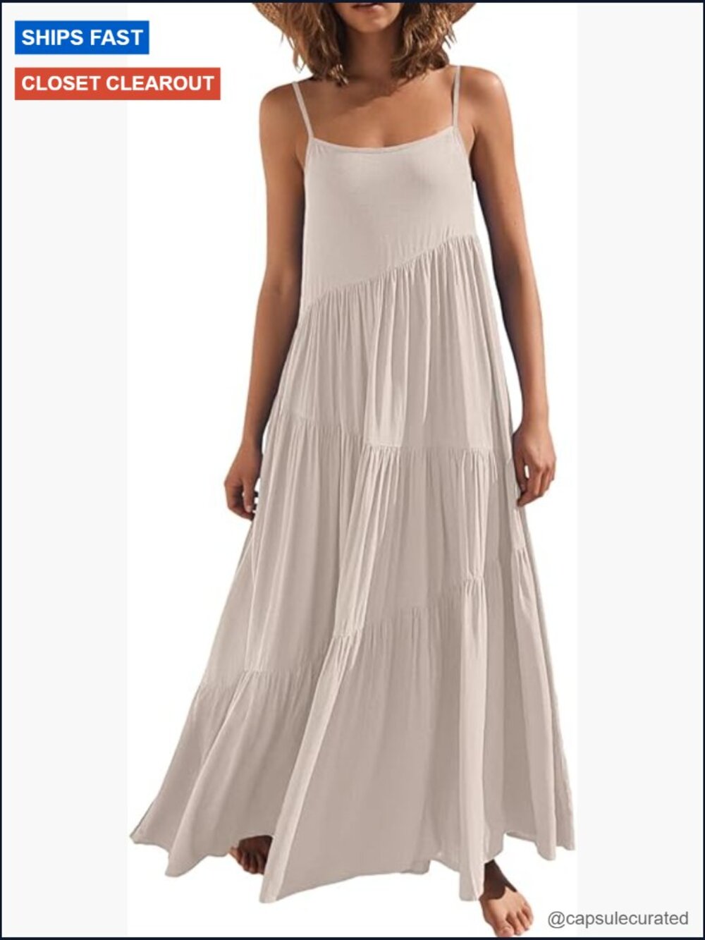 Sleeveless Spaghetti Strap Flowy Boho Maxi Dress Sundress Summer Casual